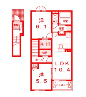 2LDKの間取り画像