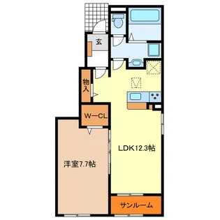 ル・ポール南新町【1階】の間取り