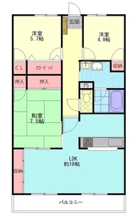 ラポール豊府北【7階】の間取り