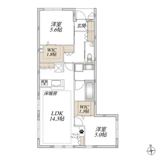 オルティエノワール【1階】の間取り