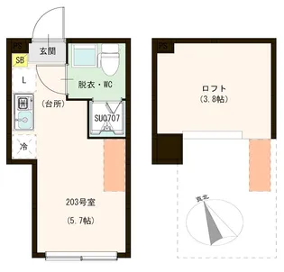 ハーモニーテラスソレイユ北千住【2階】の間取り