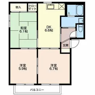 クレールコートB【2階】の間取り