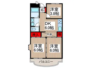 西野台ガーデニア【3階】の間取り