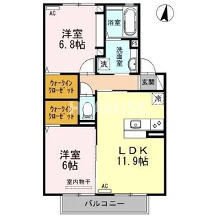 ハルブラッサム富の原 B棟【1階】の間取り