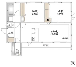 クオーレ谷中【1階】の間取り