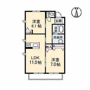 グランマスト福浜 A棟【1階】の間取り
