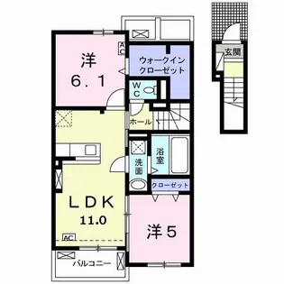 ジェルメ アールB【2階】の間取り