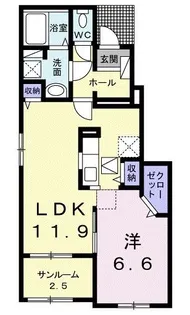 ミニョン ノンブリル秋吉【1階】の間取り