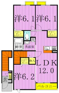 ソレイユ富咲【2階】の間取り