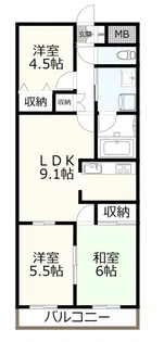 長岡ハイツ【2階】の間取り