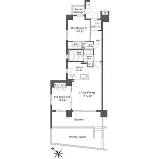 ザ・ケンジントン・レジデンス横濱片倉【1階】の間取り