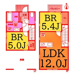 神奈川県川崎市中原区今井南町【一戸建】の間取り