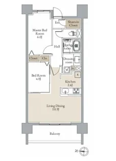 レジディア仙台北四番丁プレイス【8階】の間取り