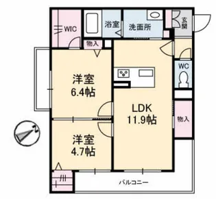 サニーカーサ祇園【3階】の間取り