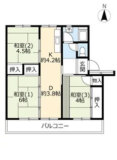 UR玉川橋【3階】の間取り