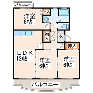 ハーモニー江津【1階】の間取り