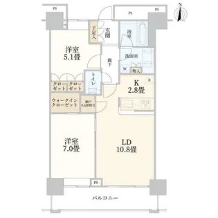 ベイクレストタワー【21階】の間取り