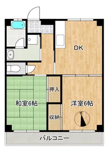 霜越マンションA棟【3階】の間取り