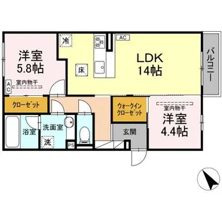 パルミエ II【1階】の間取り