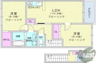 SunnyTownくわばらB【2階】の間取り
