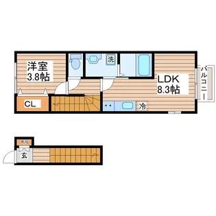 Escondite川内A【2階】の間取り
