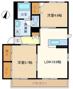 シャトル・ロイヤル1【2階】の間取り