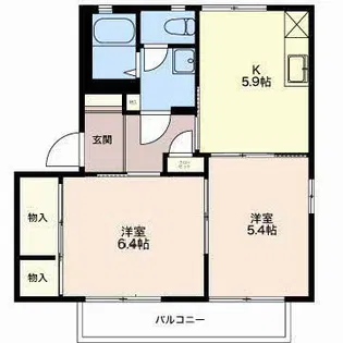 ウォーターミル中村【2階】の間取り