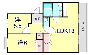 パラシオン有瀬【2階】の間取り