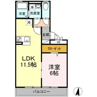 福岡県久留米市津福今町【アパート】の間取り