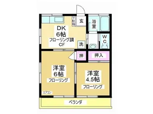 コーポサカエA,B【2階】の間取り
