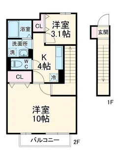 レセンテ野川 A棟【2階】の間取り