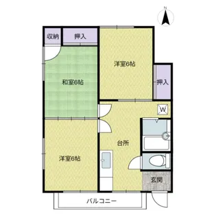 Y&KセルフィッシュA 3DK【1階】の間取り