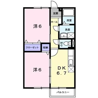 メゾン浜郷 B棟【1階】の間取り