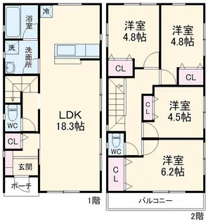 神奈川県座間市小松原2【一戸建】の間取り