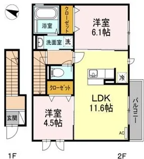 神奈川県藤沢市亀井野2【アパート】の間取り
