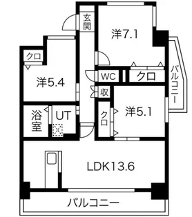 プログレッソ花の木【2階】の間取り