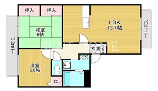 2LDKの間取り画像