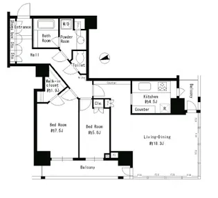 パークタワー芝浦ベイワード アーバンW【13階】の間取り