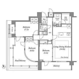 レジデンス渋谷富ヶ谷(Residence Shibuya Tomiga【5階】の間取り