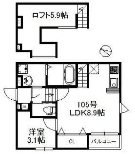 ベルフルール旭【1階】の間取り