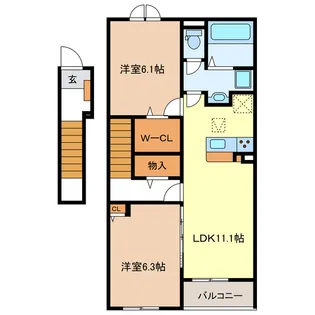 ル・ポール南新町【2階】の間取り