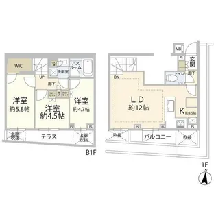 オープンレジデンス祐天寺【1階】の間取り