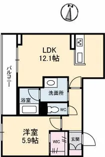 ベレオ北方【3階】の間取り