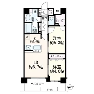 南鳩ヶ谷駅周辺賃貸マンション【3階】の間取り