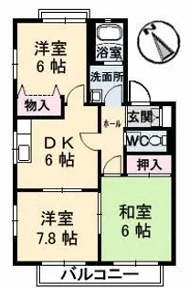 ボービラージュ中山台 B棟【2階】の間取り