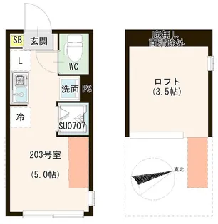 ハーモニーヒルズ北千住【2階】の間取り