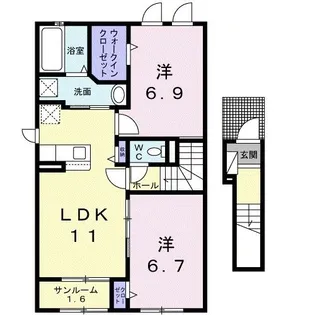 ジュノ・ホワイトB【2階】の間取り