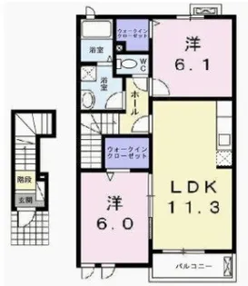 グランディールII B【2階】の間取り