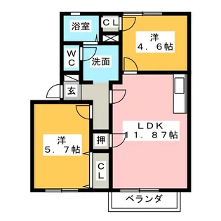 コーポラスたなか A棟【1階】の間取り