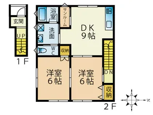 メゾン・ド・パステル中道 B 202号室【2階】の間取り